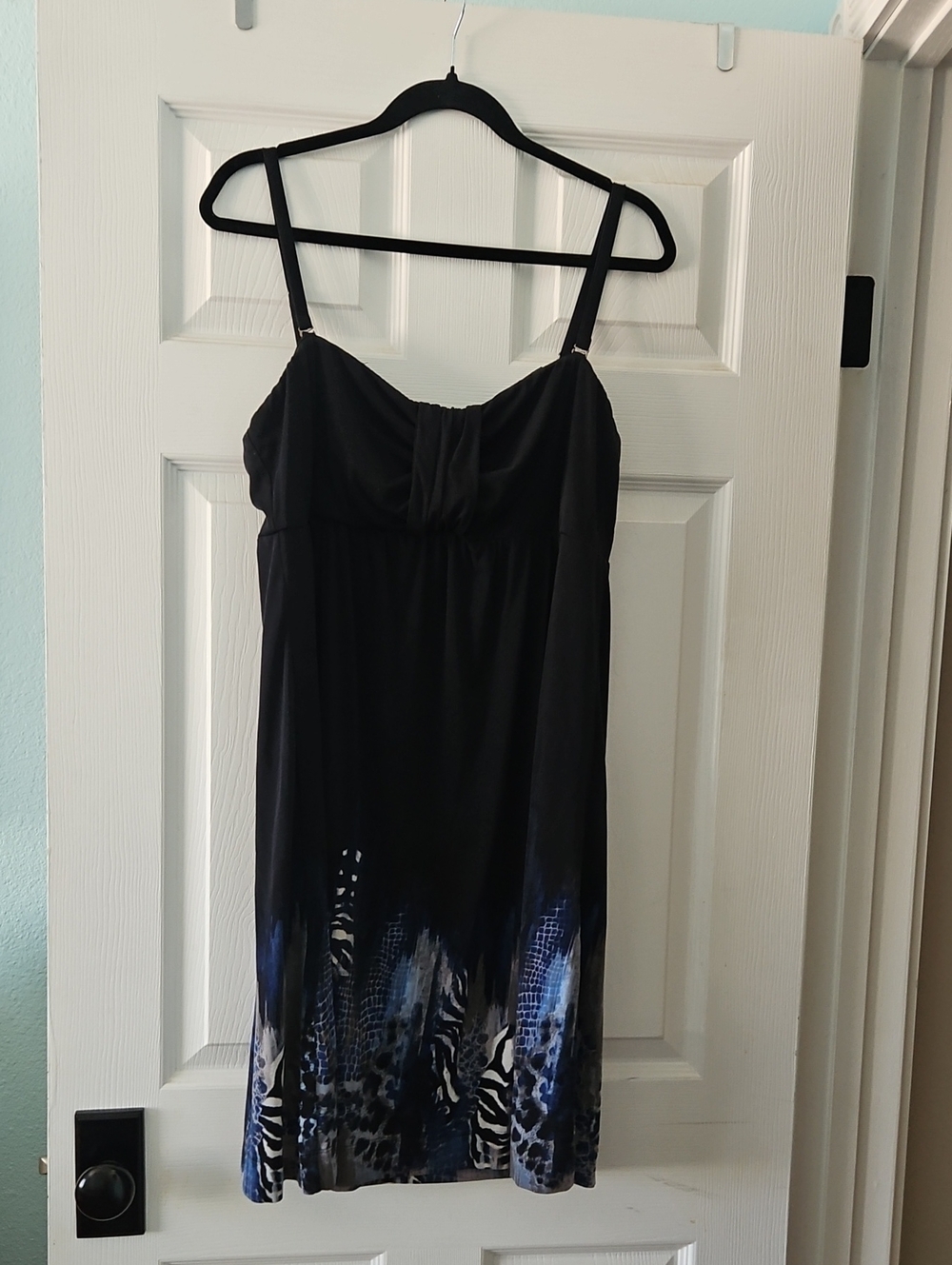 Soma Black Mini Dress with Blue Accent Hem